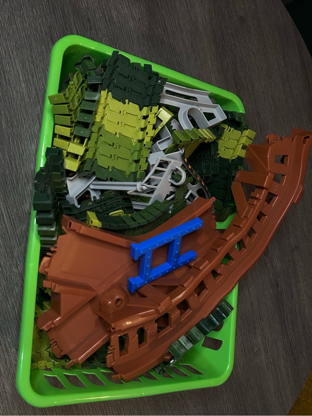 Kids Toy Track and Accessory Set - Green/Brown/Blue